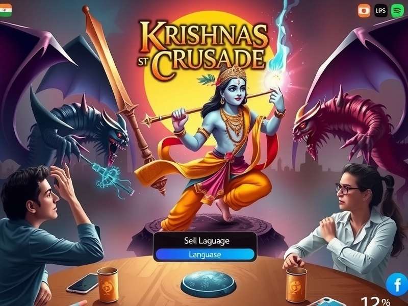 Krishna S Crusade game interface showing language selection options